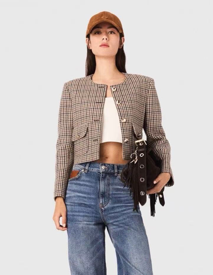 【212bleecker】Gabrielle Houndstooth Jacket/チェックツイードショートジャケット