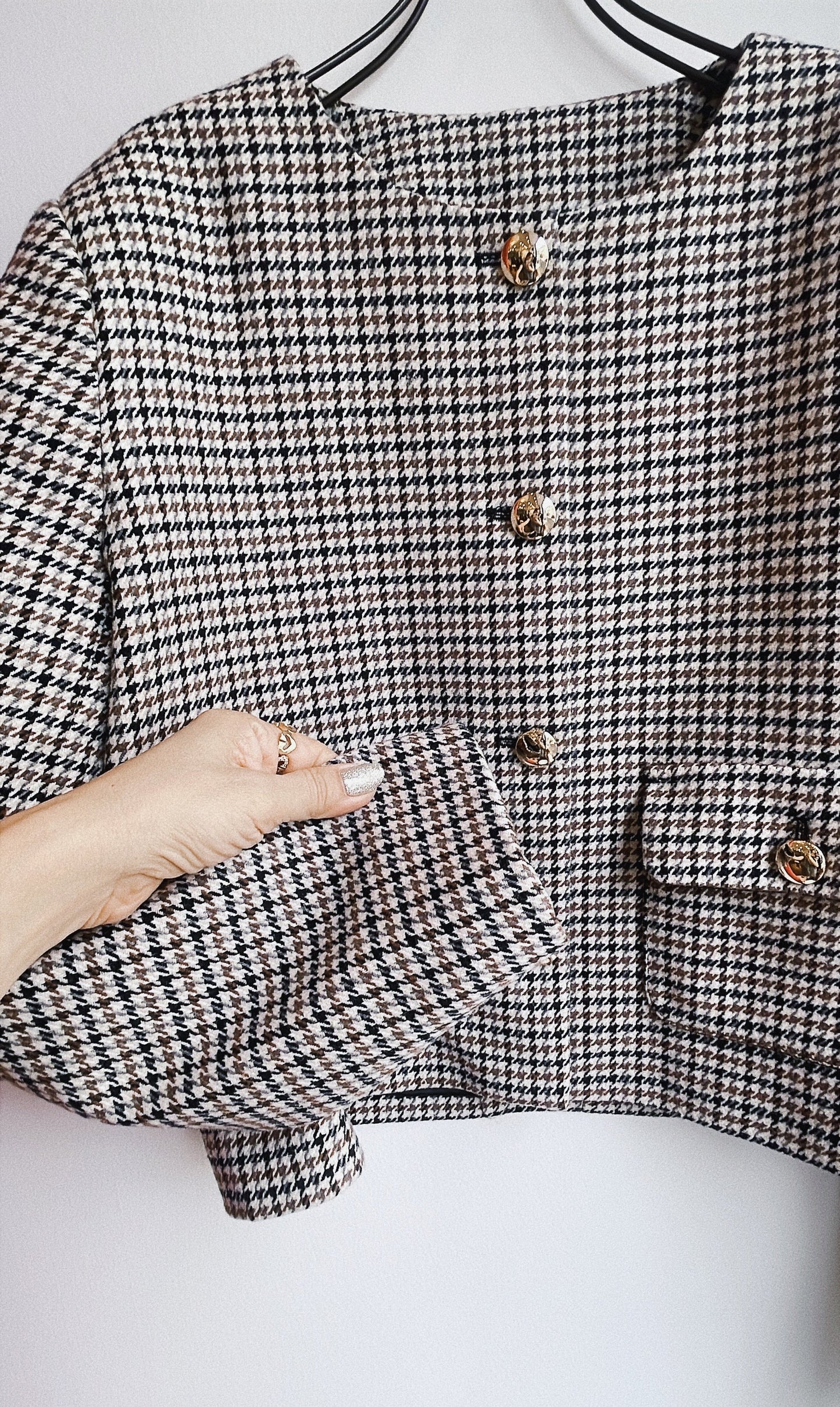 【212bleecker】Gabrielle Houndstooth Jacket/チェックツイードショートジャケット