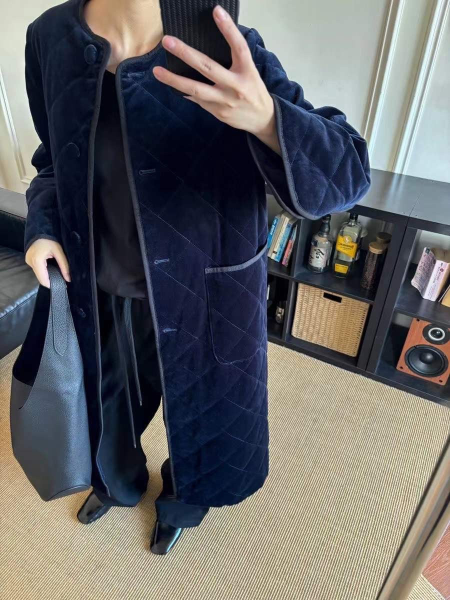 【212Bleecker Luxe】🖤 Velvet Quilted Long Coat(ベルベット・キルティング・ロングコート)