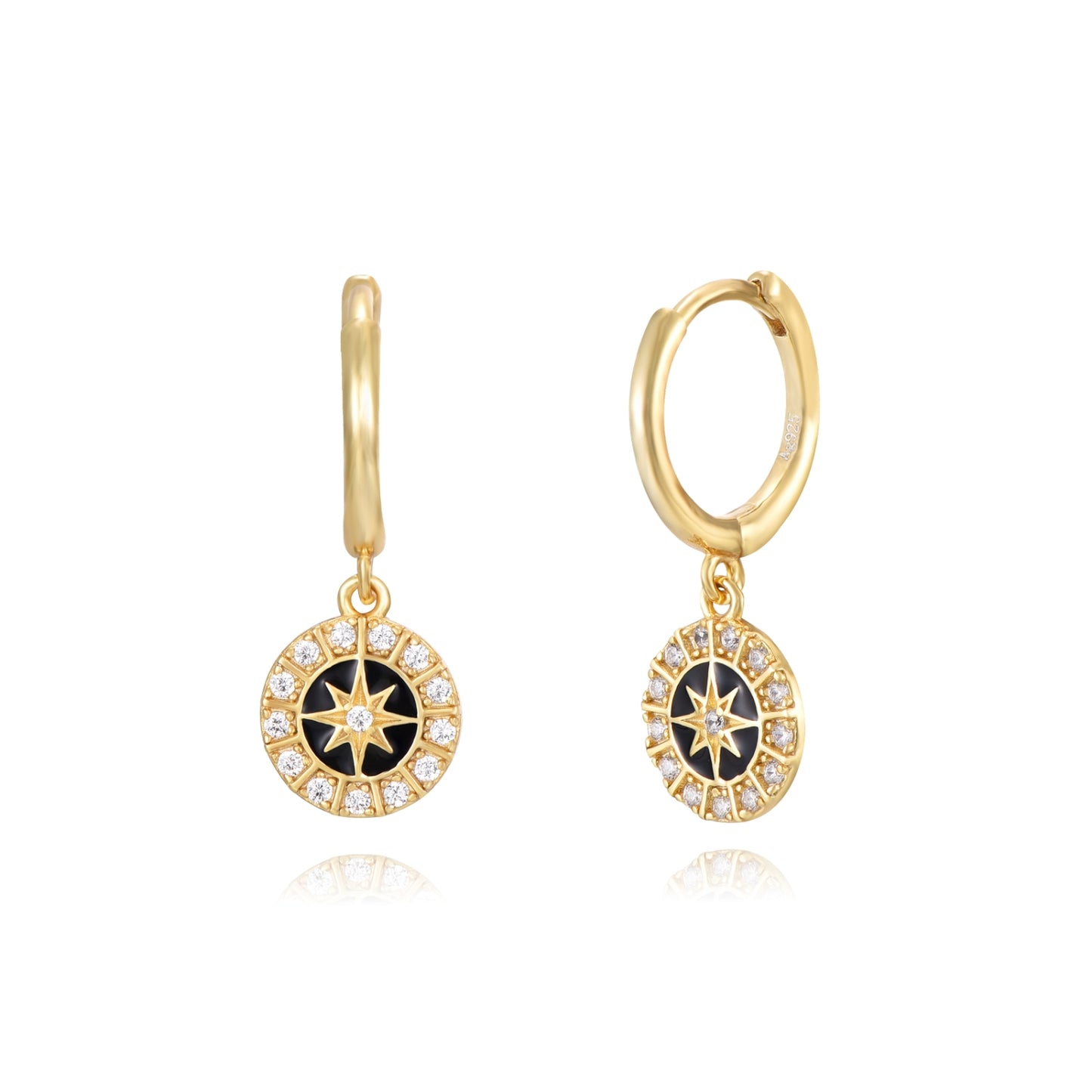 【PY spain】 Enamel Black Star Hoop Earrings エナメルスター フープピアス