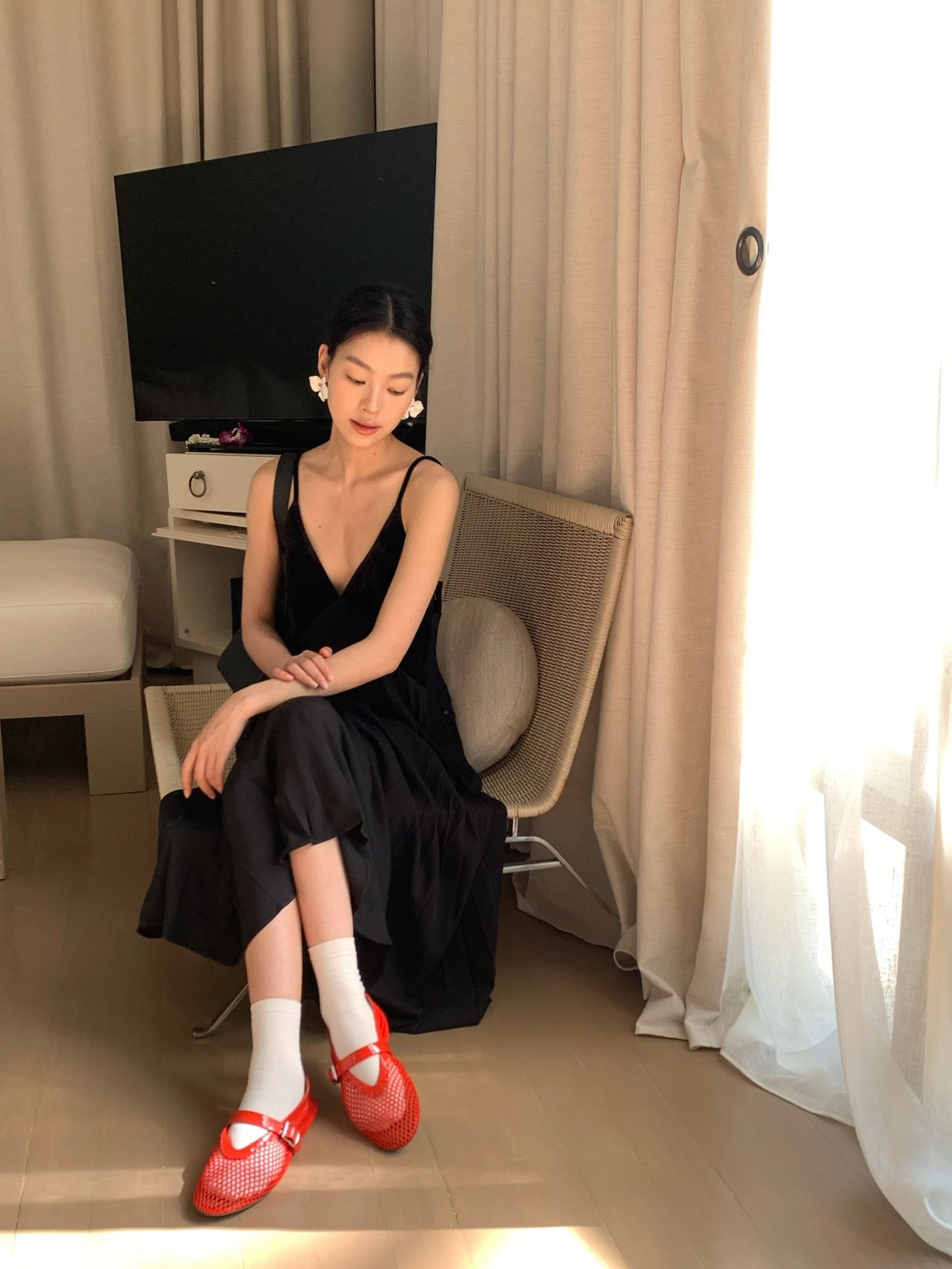 【212bleecker】 DIA ベロア切り替えプリーツドレス