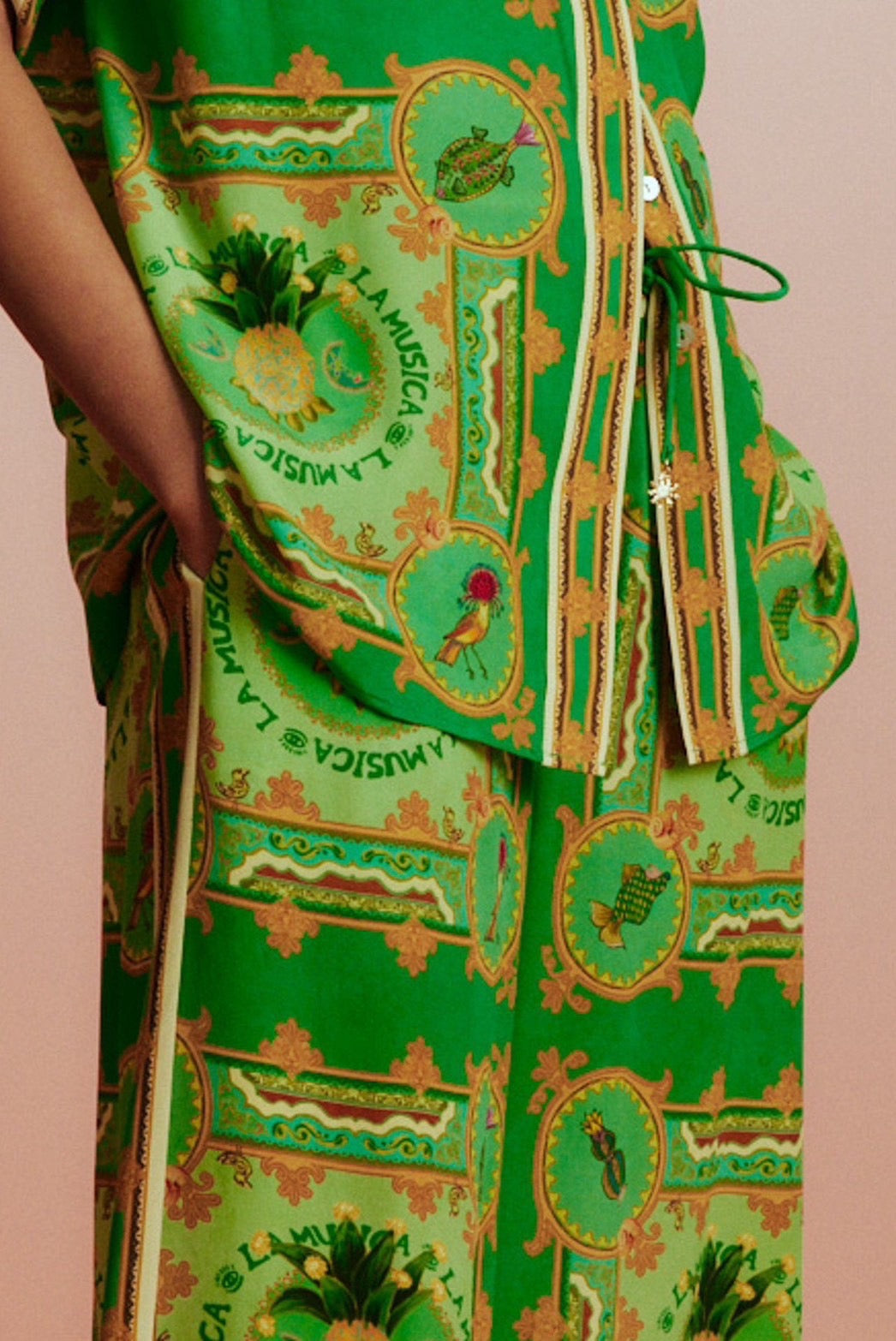 【212bleecker】Green Printed Silk Shirt