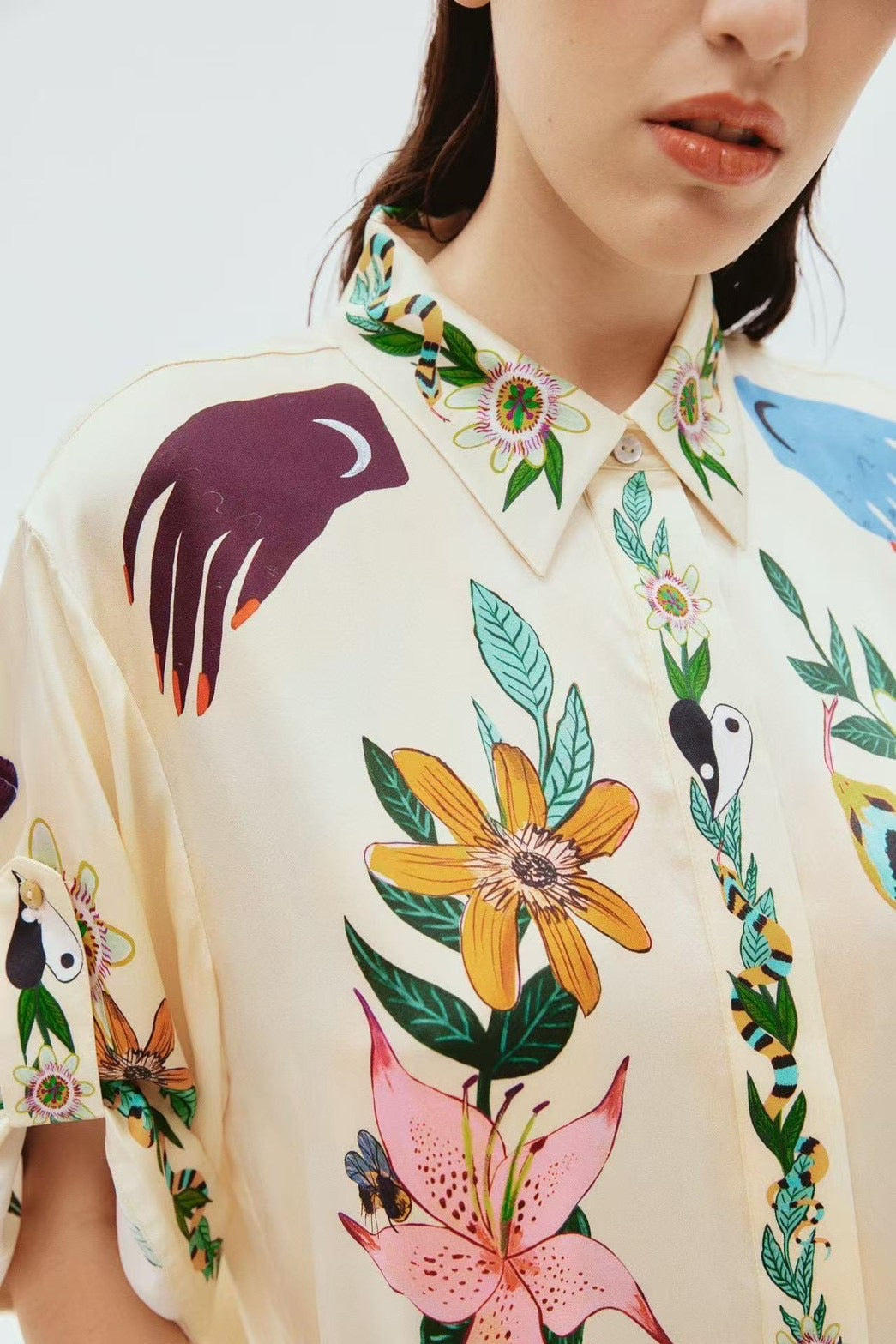 【212bleecker】Floral Art Silk Shirt