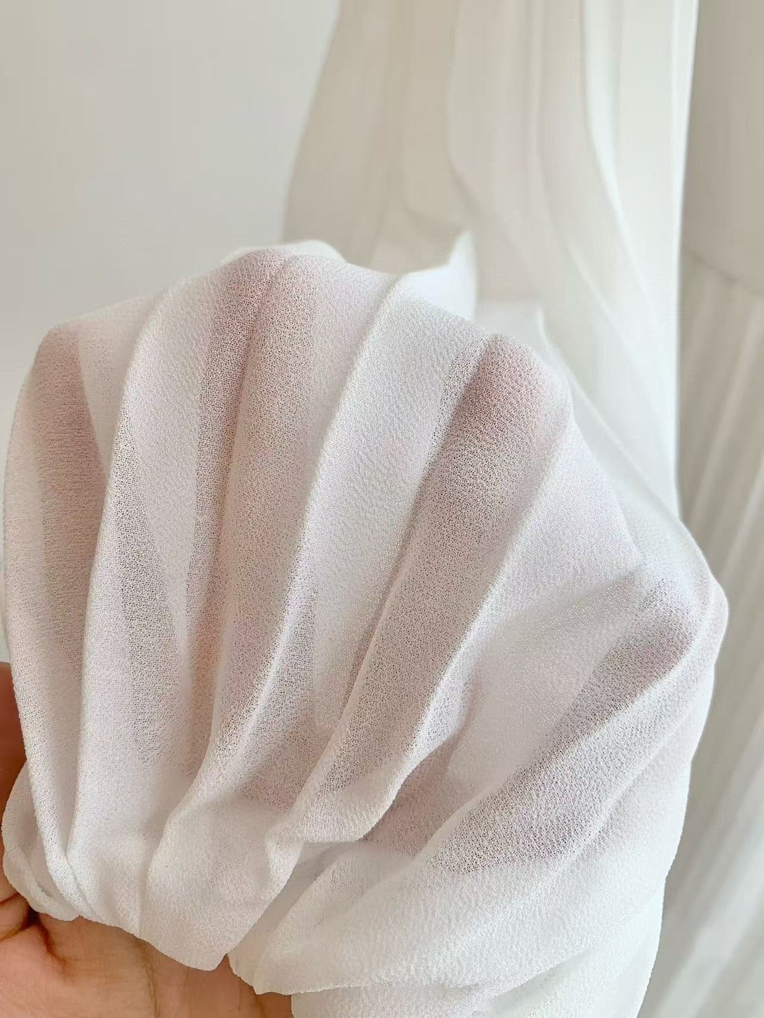 【212bleecker】Elegant White Chiffon Pleated Dress