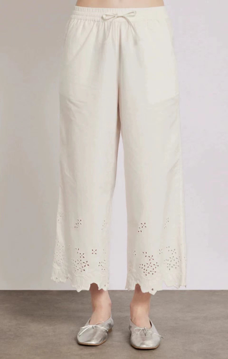 【212bleecker】Embroidered Eyelet Wide-Leg Pants