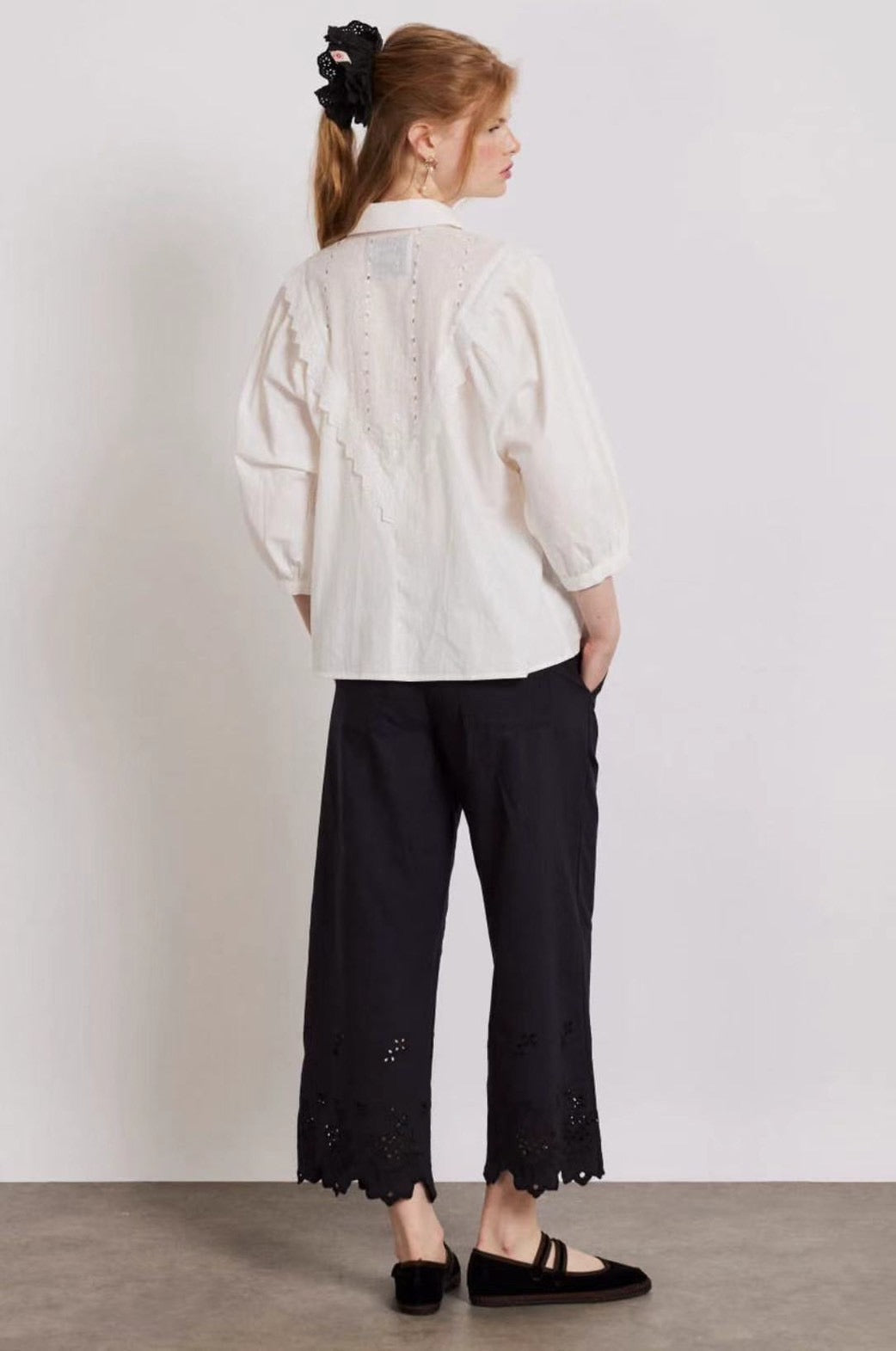 【212bleecker】Embroidered Eyelet Wide-Leg Pants