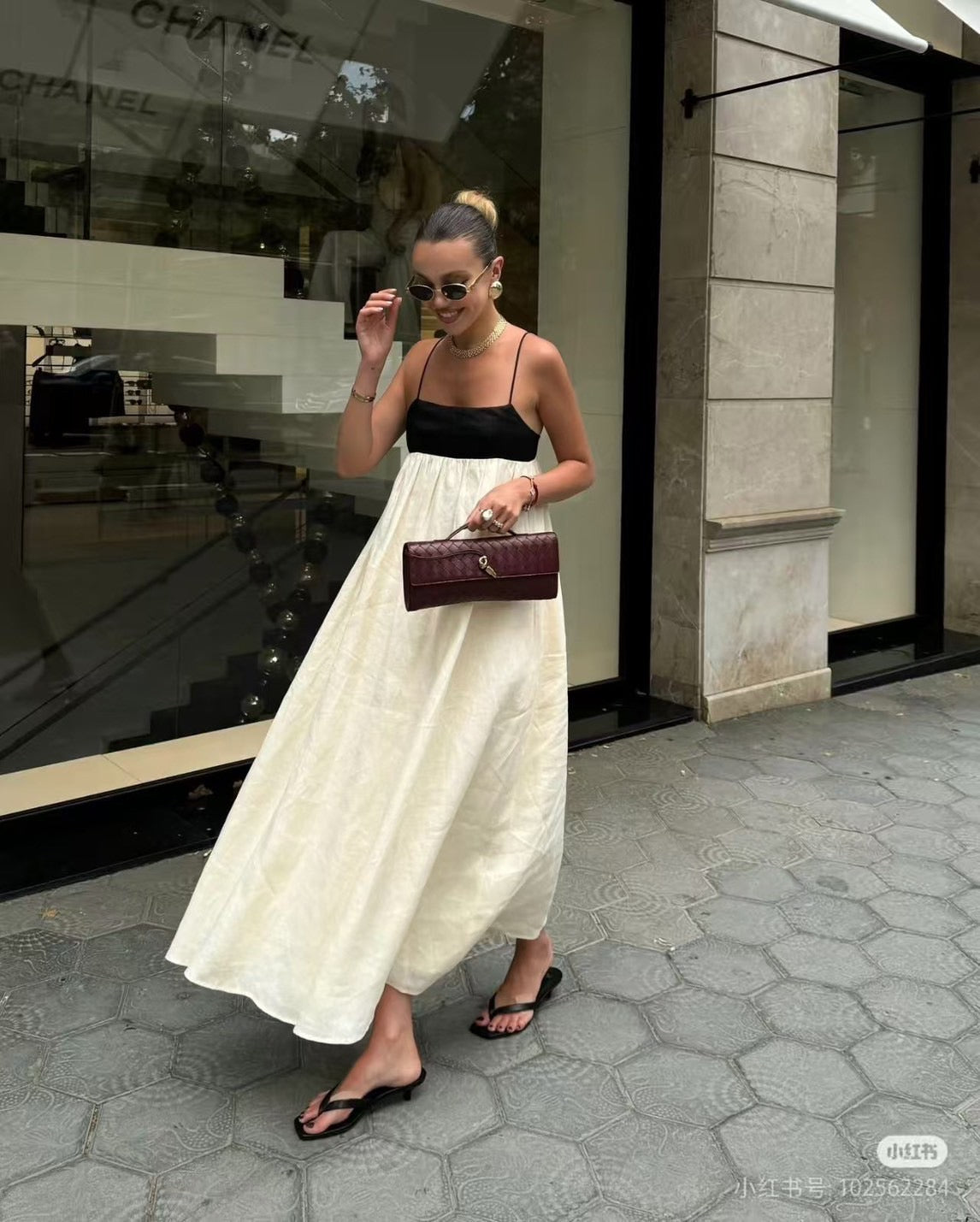 【212bleecker】Two-Tone Spaghetti Strap Maxi Dress