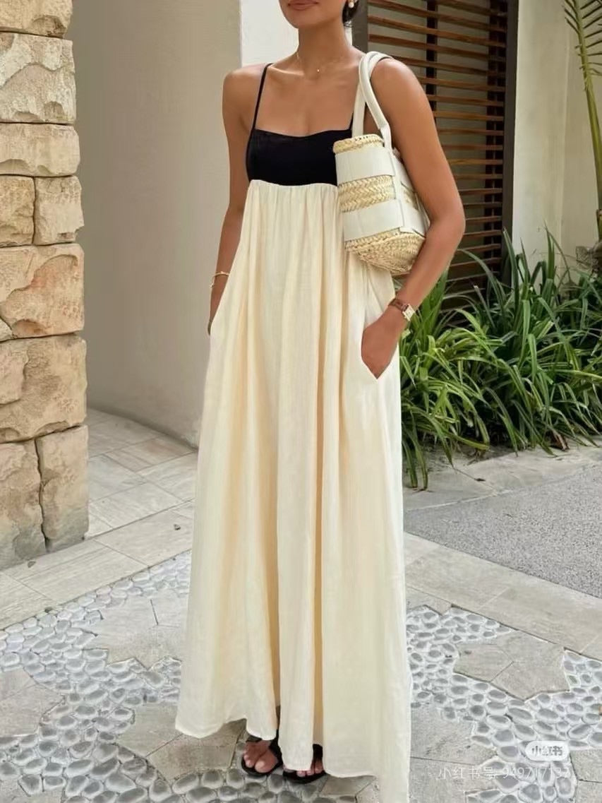 【212bleecker】Two-Tone Spaghetti Strap Maxi Dress