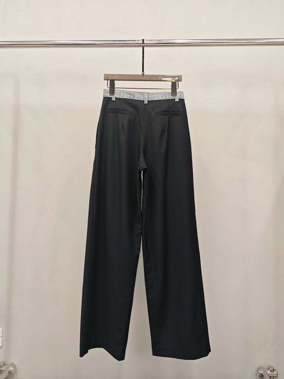 【212bleecker】Denim Waist Contrast Wide-Leg Pants