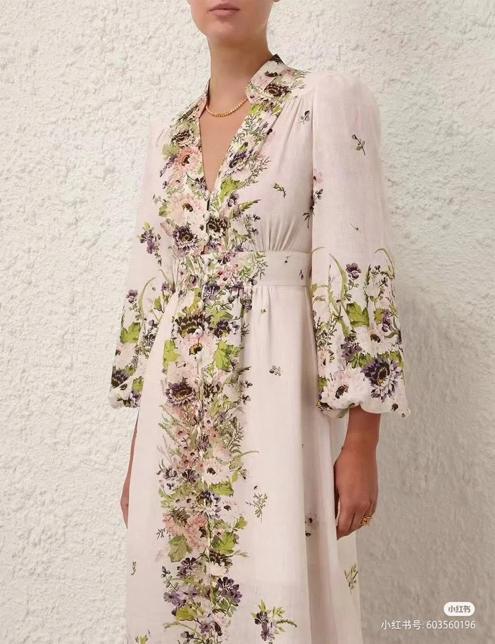 【212bleecker】Botanical Print Long Sleeve Dress