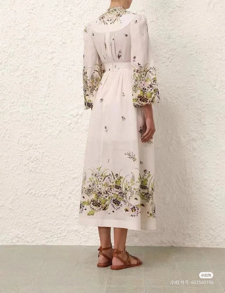【212bleecker】Botanical Print Long Sleeve Dress