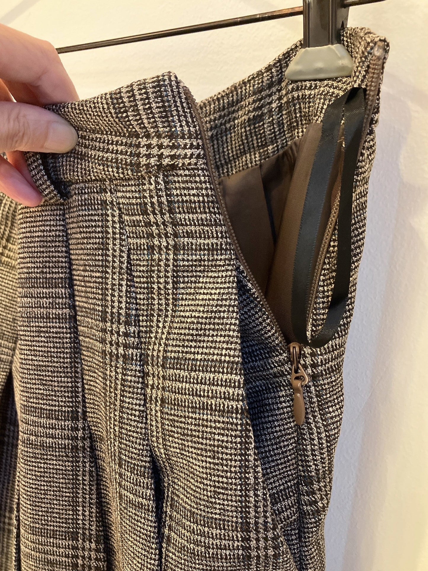 【212bleecker】DOOR check skirts/グレンチェック・ボックスプリーツスカート(ベルト付き)