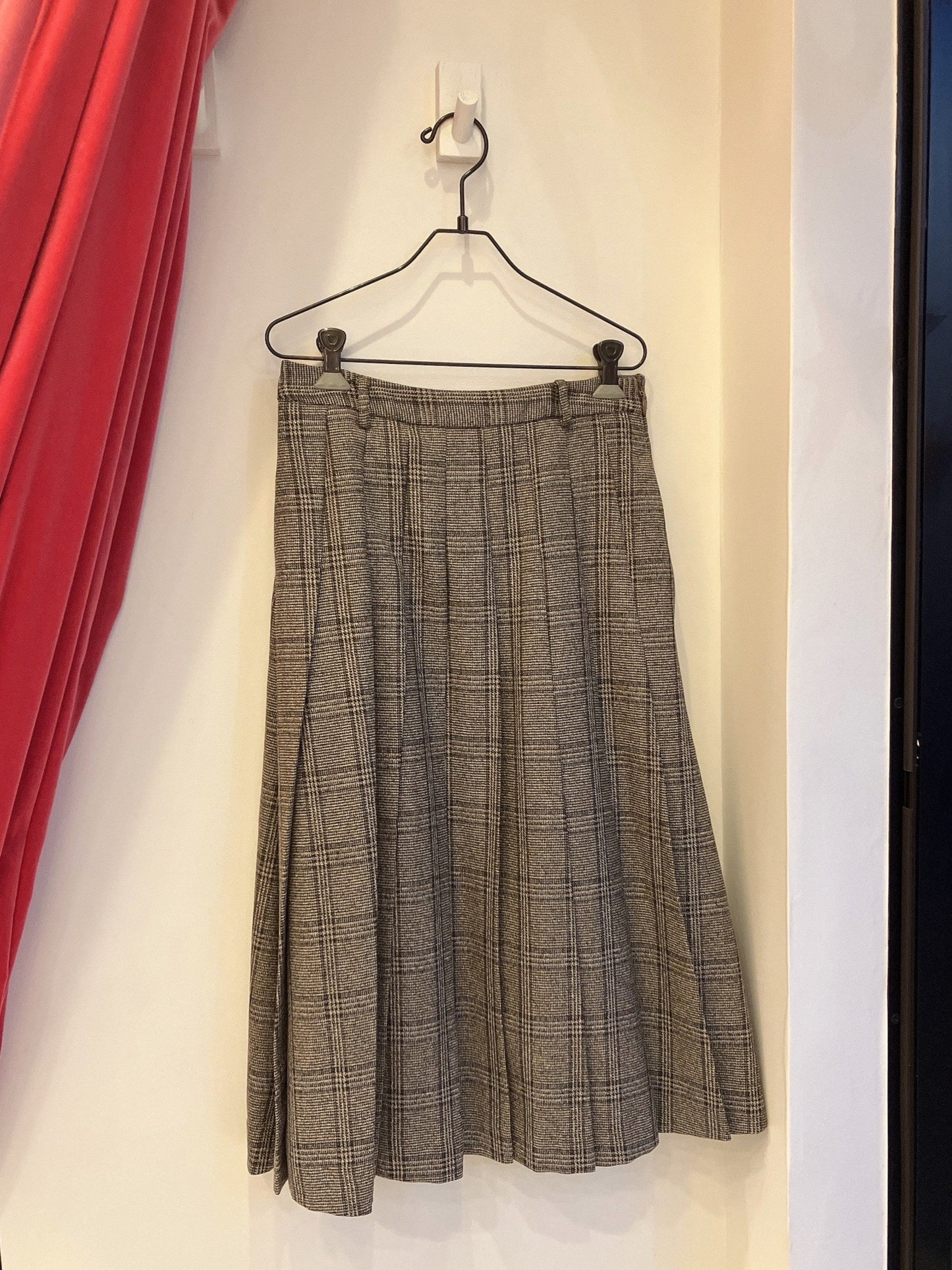 【212bleecker】DOOR check skirts/グレンチェック・ボックスプリーツスカート(ベルト付き)