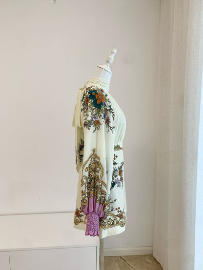 【212Bleecker Luxe】Evelyn Scarf-Print Silk Blend Blouse（エヴリン・スカーフプリント・シルクブレンド・ブラウス）