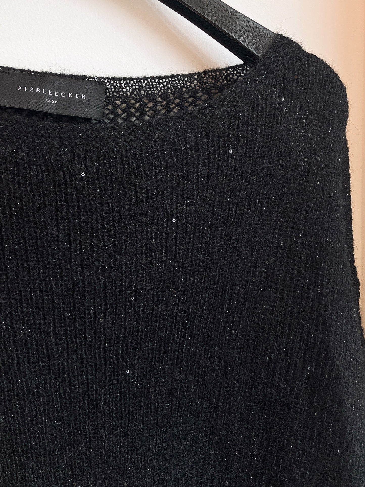 【212Bleecker Luxe】Elise Black Loose Knit Pullover／スパンコール付きルーズニットプルオーバー