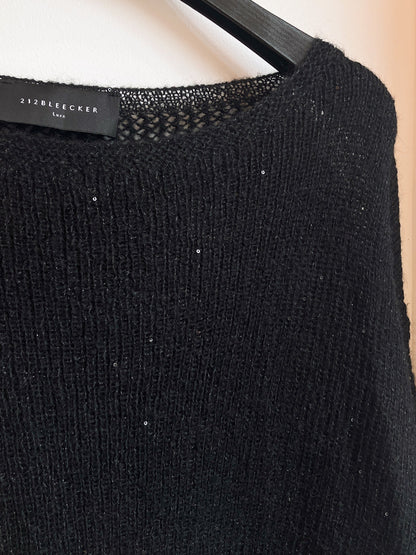 【212Bleecker Luxe】Elise Black Loose Knit Pullover／スパンコール付きルーズニットプルオーバー