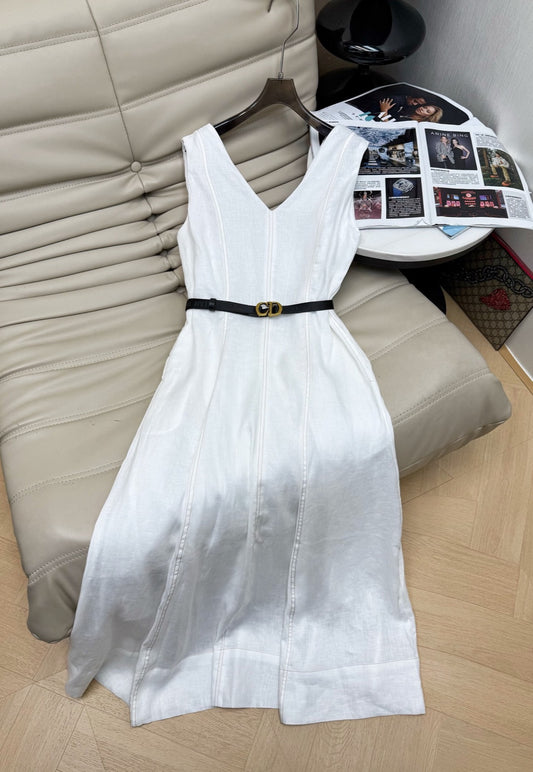 【212Bleecker Luxe】Aveline White Linen Dress（アヴェリーヌ・ホワイトリネンドレス）