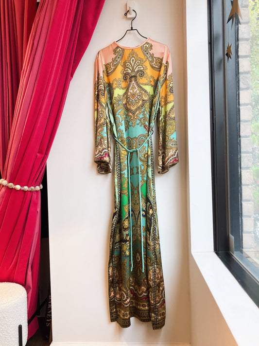 【ALÉMAIS（アレマイス）】Helena Paisley Long Dress／シルク ペイズリープリントロングドレス