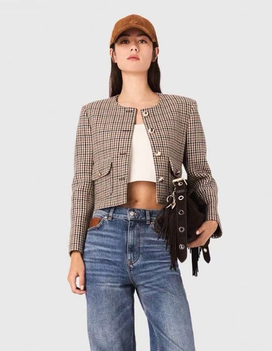 【212bleecker】Gabrielle Houndstooth Jacket／チェックツイードショートジャケット