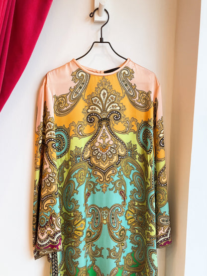 【ALÉMAIS（アレマイス）】Helena Paisley Long Dress／シルク ペイズリープリントロングドレス