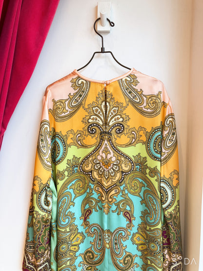 【ALÉMAIS（アレマイス）】Helena Paisley Long Dress／シルク ペイズリープリントロングドレス