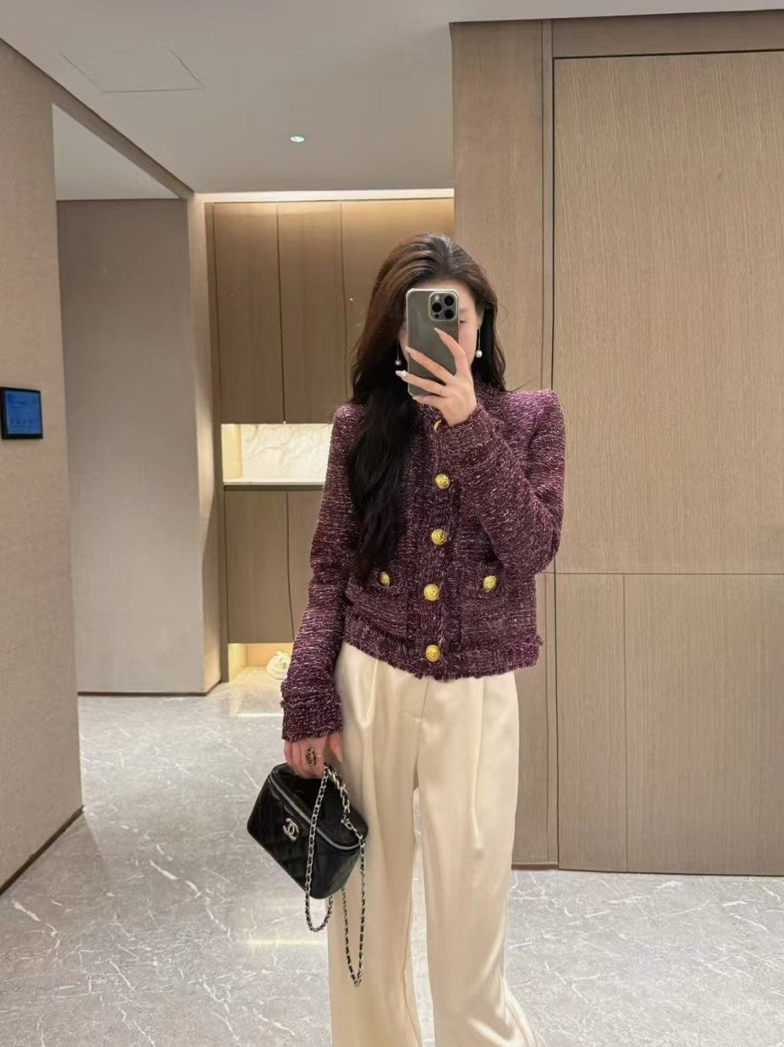【212Bleecker Luxe】💜 Medallion Button Tweed Knit Jacket（メダリオン・ボタン・ツイード・ニットジャケット）