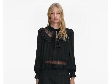 【212Bleecker Luxe】Claudia Lace Ruffle Bow Blouse（クラウディア・レースラッフル・ボウブラウス）