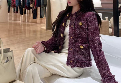 【212Bleecker Luxe】💜 Medallion Button Tweed Knit Jacket（メダリオン・ボタン・ツイード・ニットジャケット）
