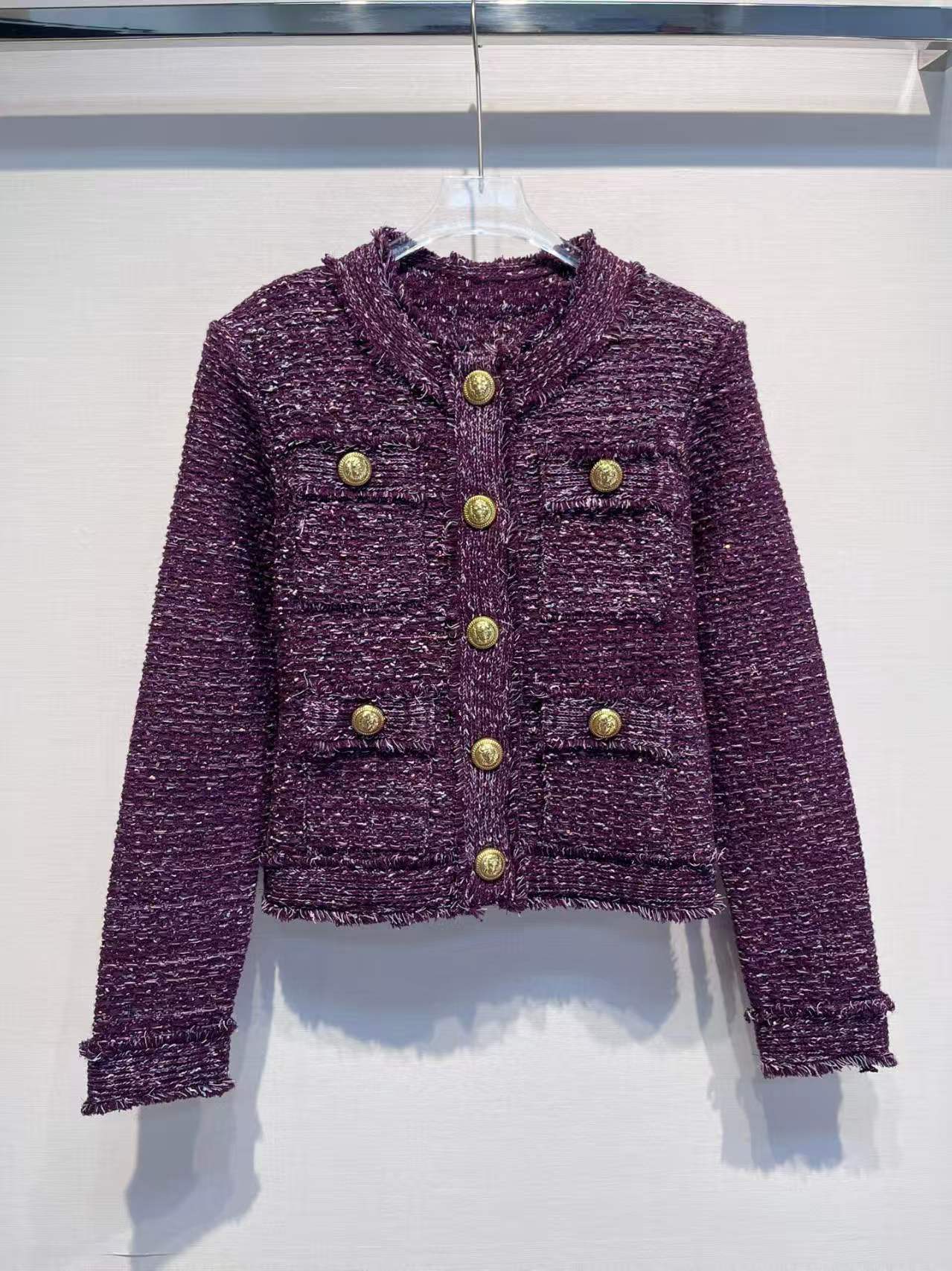 【212Bleecker Luxe】💜 Medallion Button Tweed Knit Jacket（メダリオン・ボタン・ツイード・ニットジャケット）