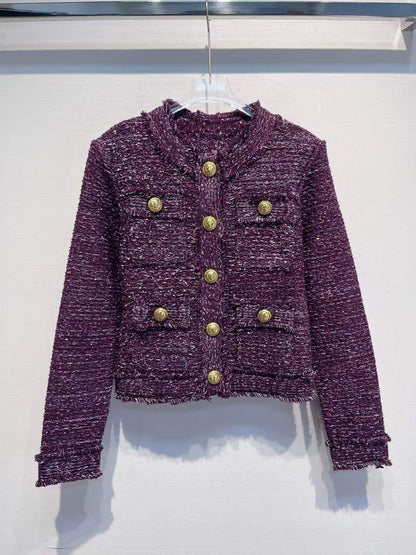 【212Bleecker Luxe】💜 Medallion Button Tweed Knit Jacket（メダリオン・ボタン・ツイード・ニットジャケット）