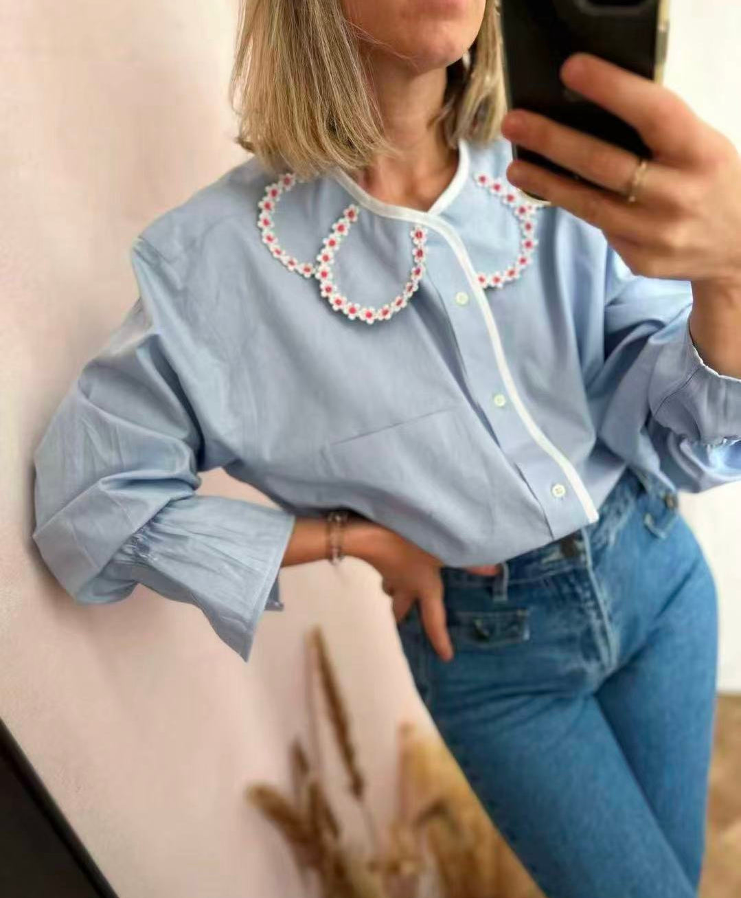 Margot Embroidered Collar Blouse（マルゴ エンブロイダリー カラー ブラウス）