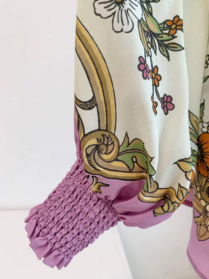 【212Bleecker Luxe】Evelyn Scarf-Print Silk Blend Blouse（エヴリン・スカーフプリント・シルクブレンド・ブラウス）