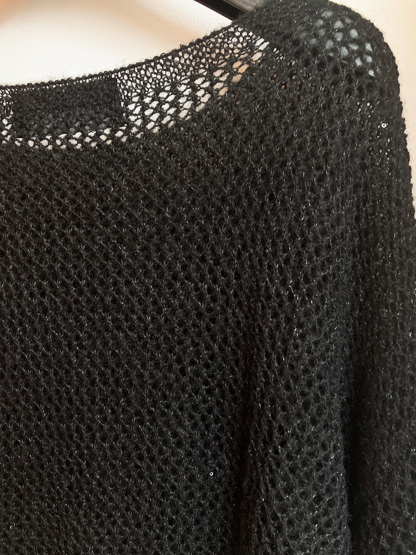 【212Bleecker Luxe】Elise Black Loose Knit Pullover／スパンコール付きルーズニットプルオーバー
