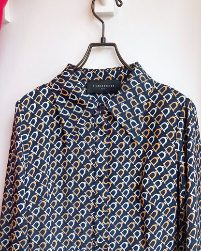 【212Bleecker Luxe】／ジオメトリックプリント シャツプリーツドレス