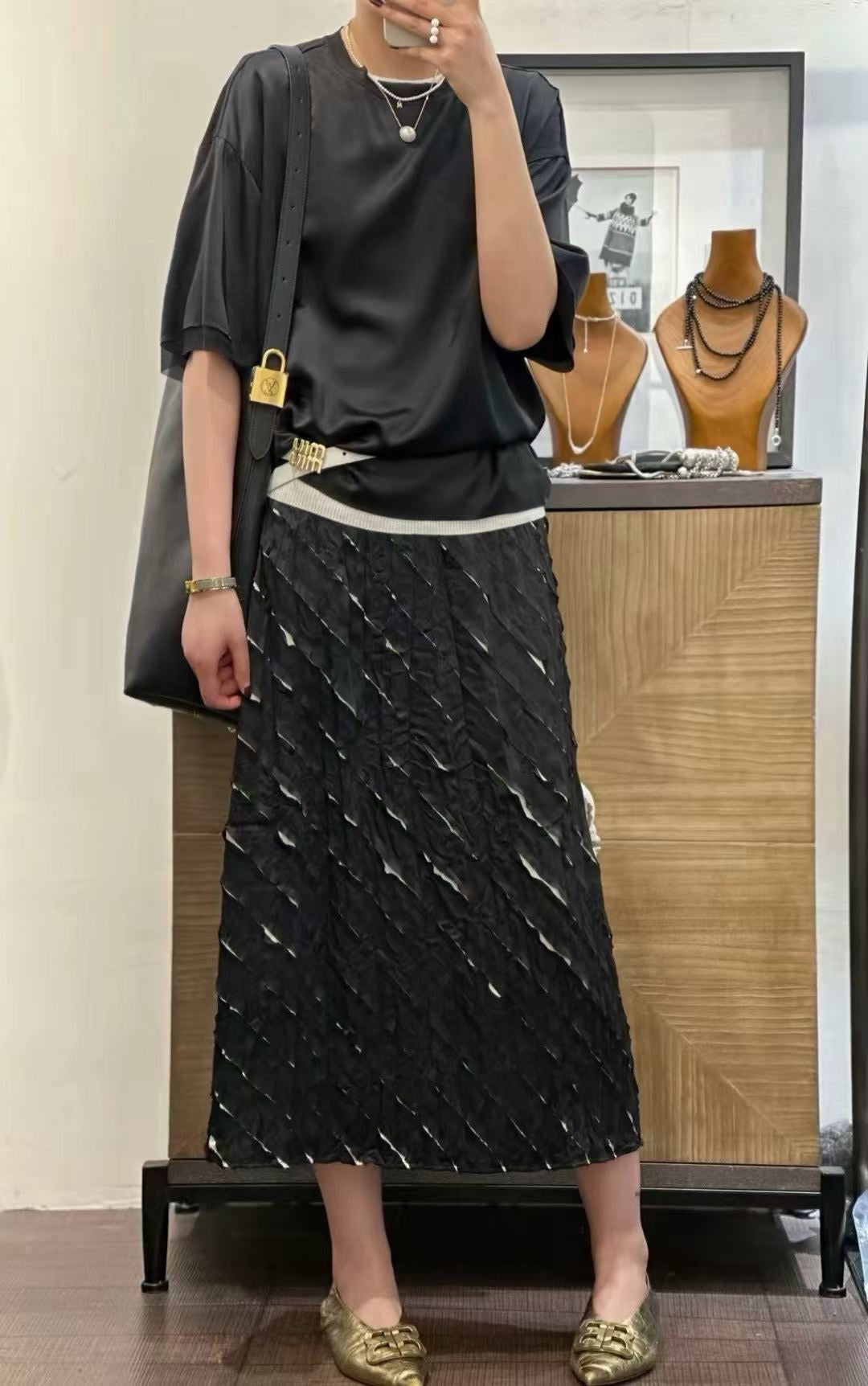 【212Bleecker Luxe】Noir Bias Ribbon Skirt（バイアスリボンスカート）
