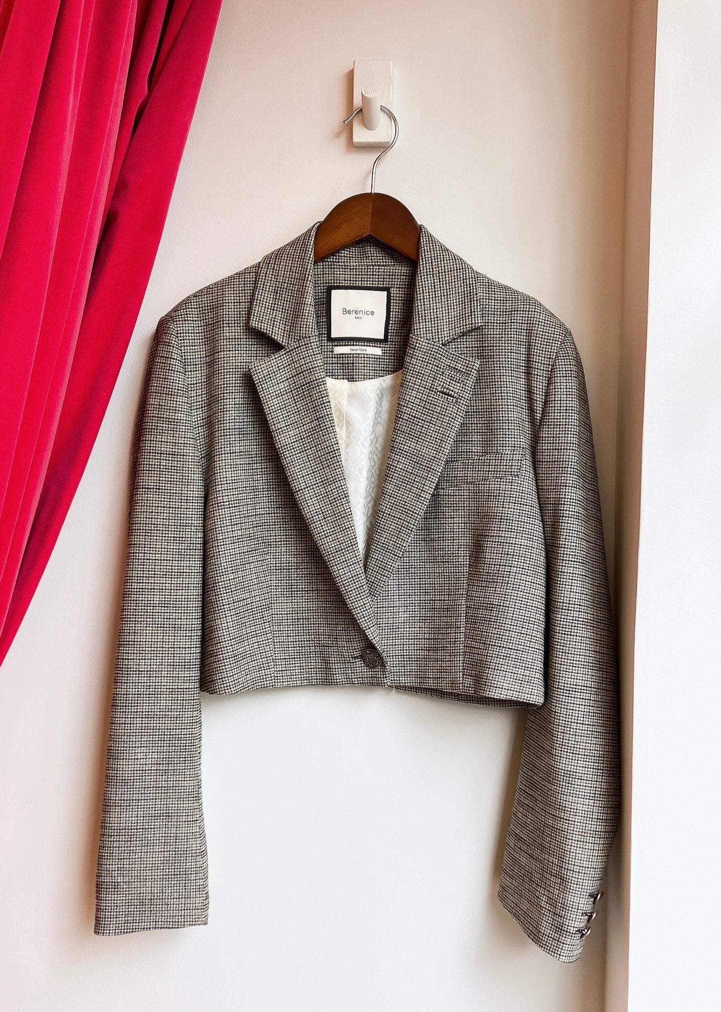 【Berenice】VANILLA Cropped Glen Check Jacket（ヴァニラ・クロップド・グレンチェック・ジャケット