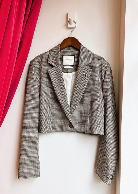 【Berenice】VANILLA Cropped Glen Check Jacket（ヴァニラ・クロップド・グレンチェック・ジャケット