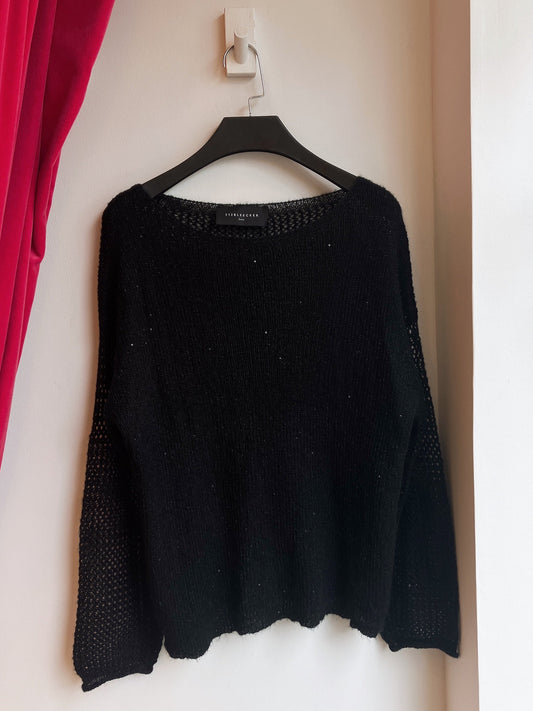 【212Bleecker Luxe】Elise Black Loose Knit Pullover／スパンコール付きルーズニットプルオーバー