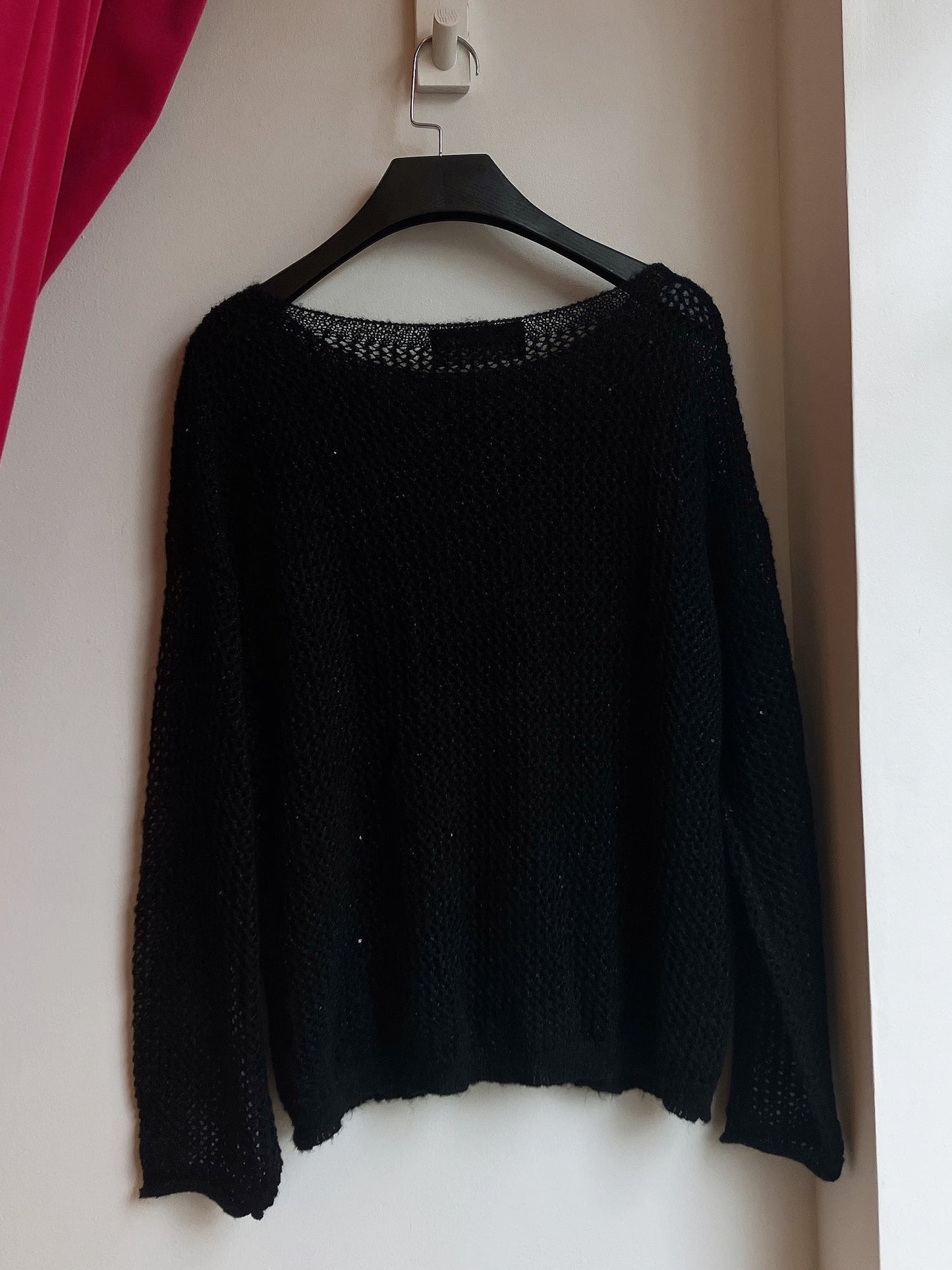 【212Bleecker Luxe】Elise Black Loose Knit Pullover／スパンコール付きルーズニットプルオーバー