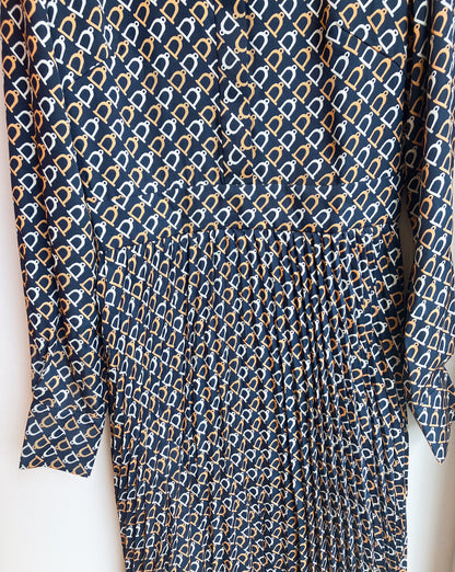 【212Bleecker Luxe】／ジオメトリックプリント シャツプリーツドレス