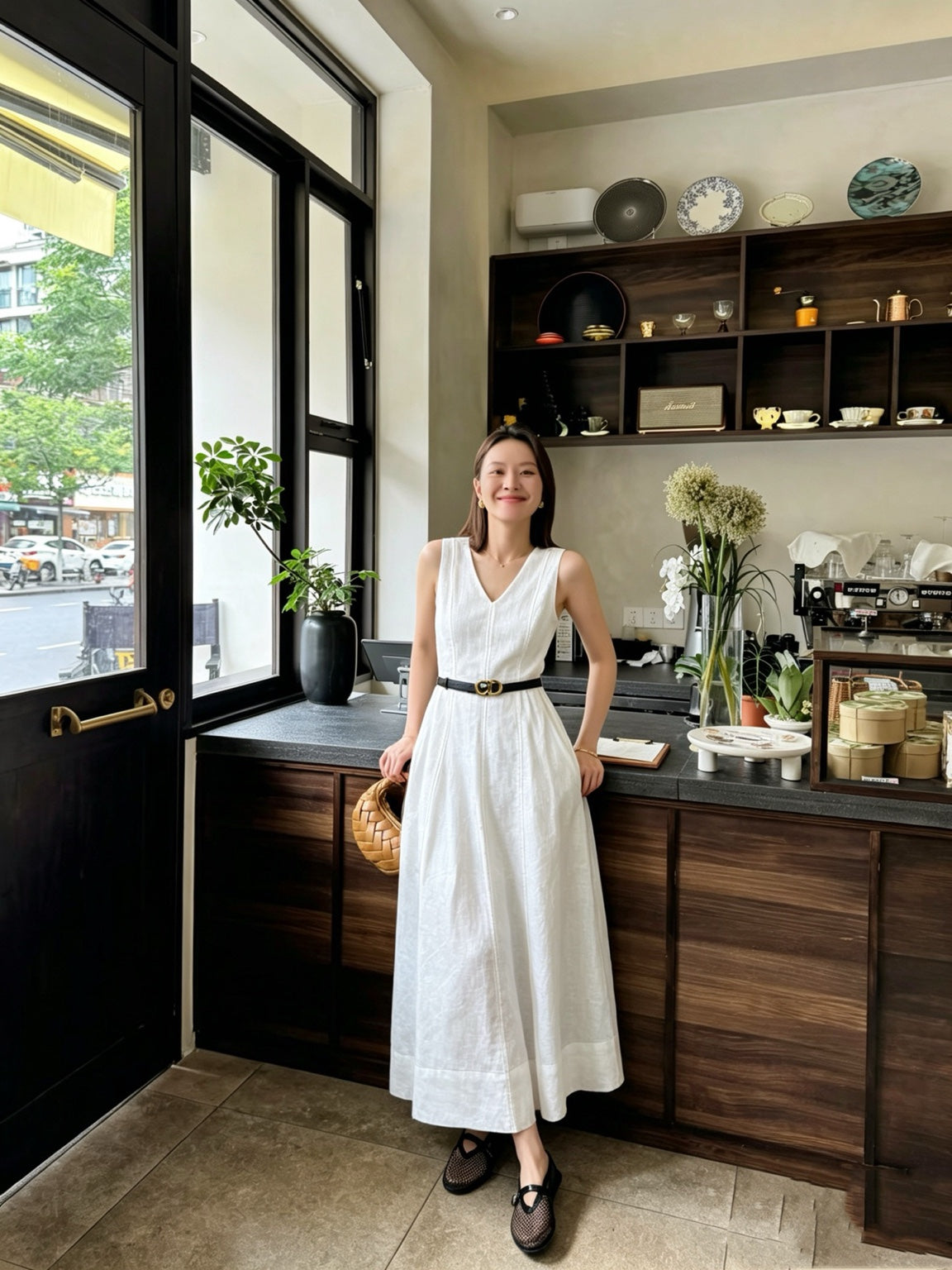 【212Bleecker Luxe】Aveline White Linen Dress（アヴェリーヌ・ホワイトリネンドレス）