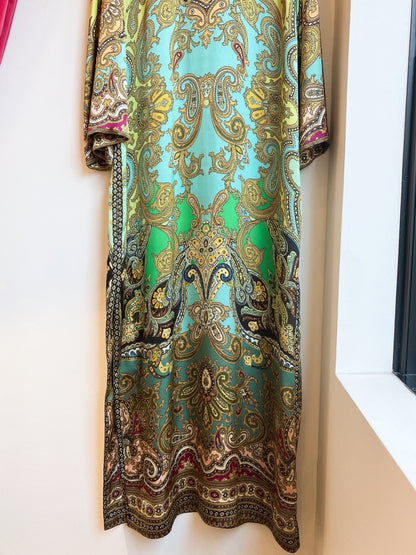【ALÉMAIS（アレマイス）】Helena Paisley Long Dress／シルク ペイズリープリントロングドレス