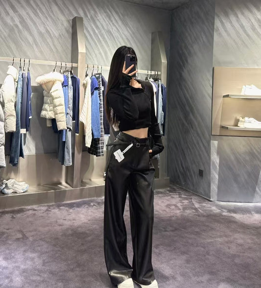 【212Bleecker Luxe】Camille Belted Leather Pants（カミーユ ベルテッド レザーパンツ）