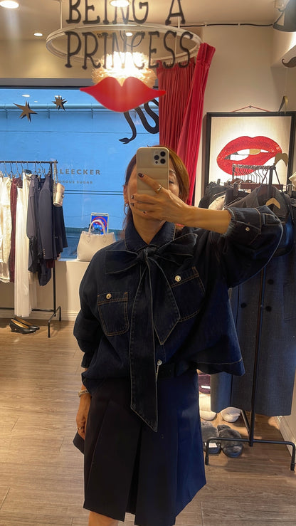 【212bleecker】Gabrielle Bow Denim Color Shirt Jacket（ガブリエル・ボウ・シャツジャケット）