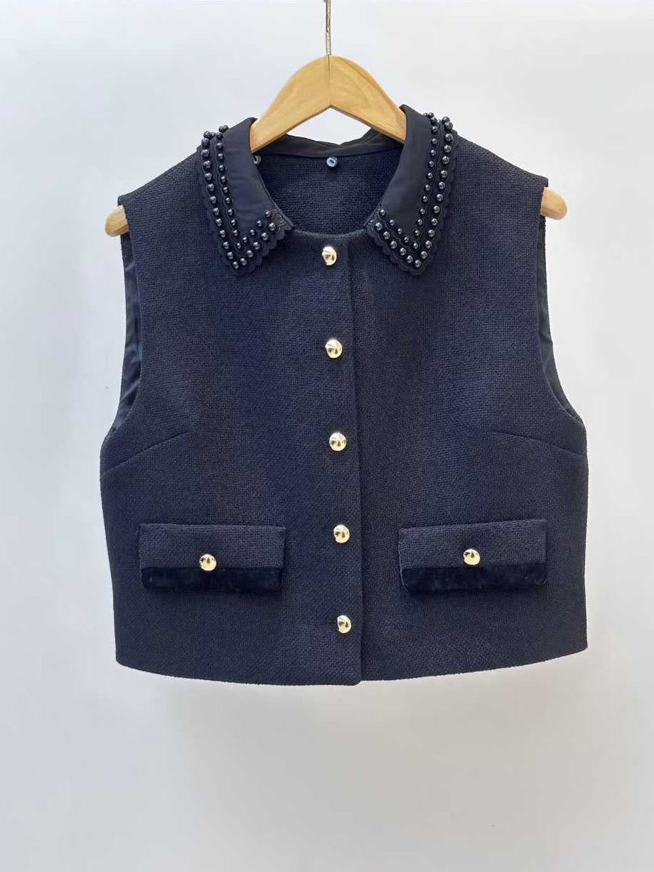 【212Bleecker Luxe】Amelie Beaded Collar Vest（アメリ ビーズドカラー ベスト）