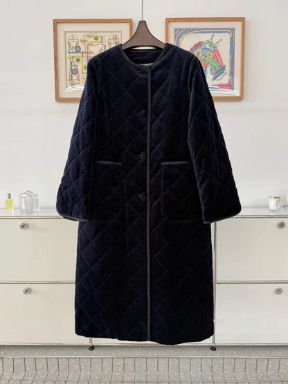 【212Bleecker Luxe】🖤 Velvet Quilted Long Coat（ベルベット・キルティング・ロングコート）