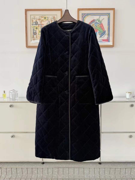 【212Bleecker Luxe】🖤 Velvet Quilted Long Coat（ベルベット・キルティング・ロングコート）