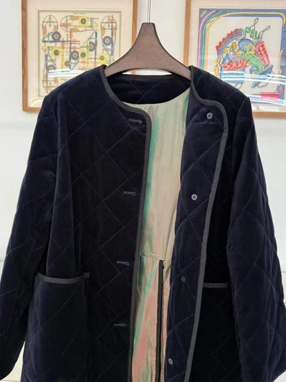 【212Bleecker Luxe】🖤 Velvet Quilted Long Coat（ベルベット・キルティング・ロングコート）
