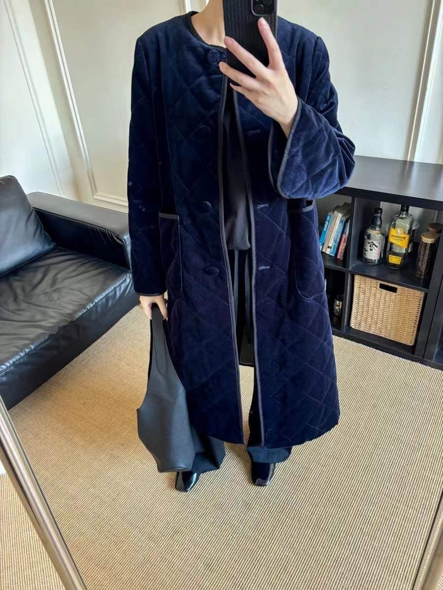 【212Bleecker Luxe】🖤 Velvet Quilted Long Coat（ベルベット・キルティング・ロングコート）