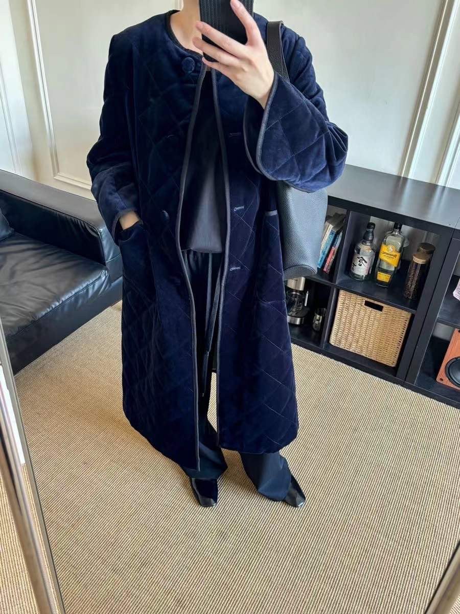 【212Bleecker Luxe】🖤 Velvet Quilted Long Coat（ベルベット・キルティング・ロングコート）